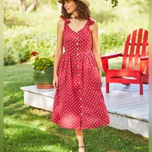 April Cornell red Molly Polka Dot red Dress M